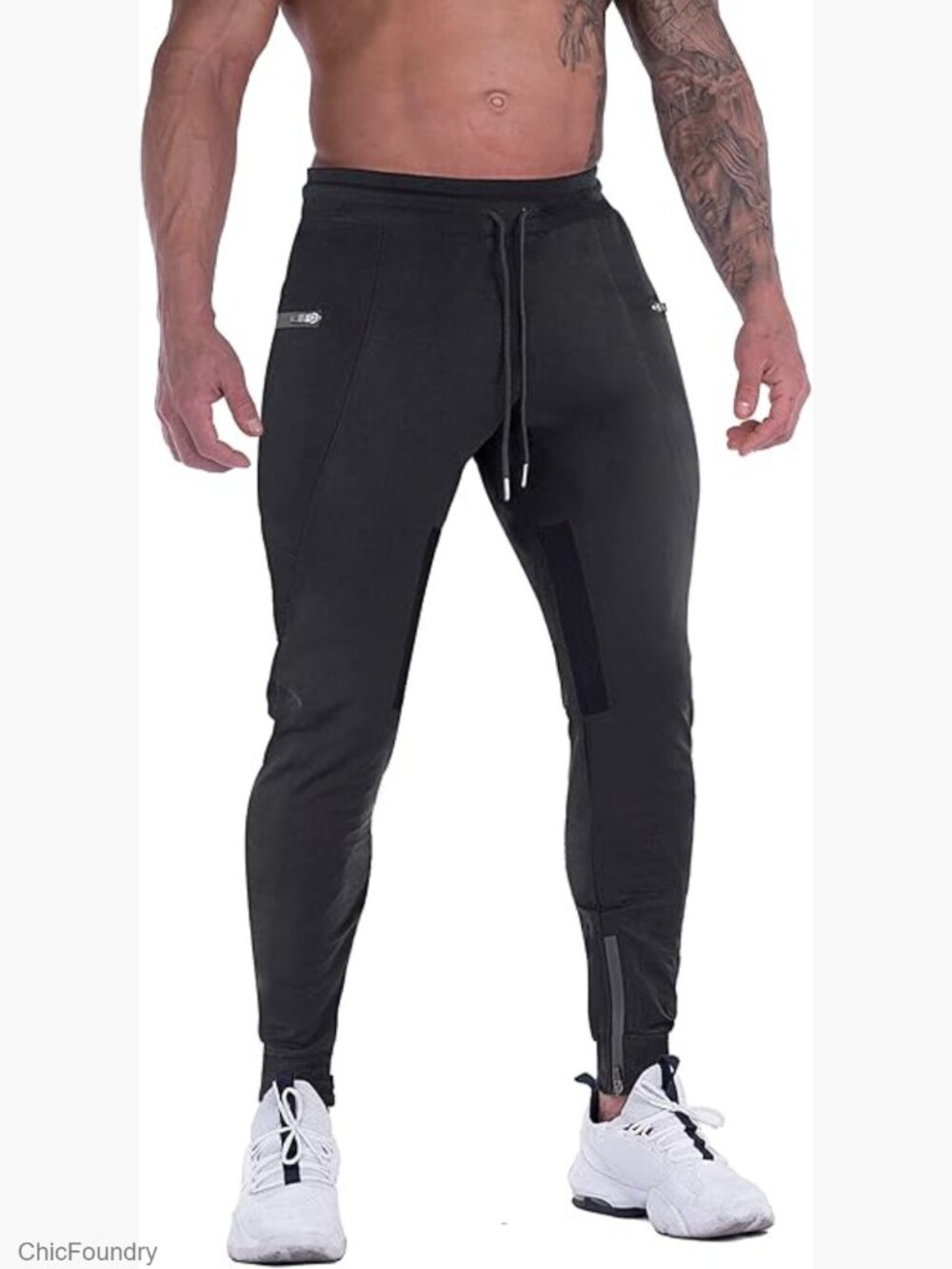 Mens Joggers Slim Fit Sweatpants with Zipper Pockets Workout Thigh Mesh - Picture 1 of 6